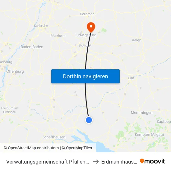 Verwaltungsgemeinschaft Pfullendorf to Erdmannhausen map