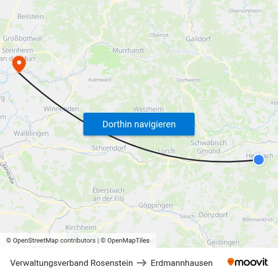 Verwaltungsverband Rosenstein to Erdmannhausen map