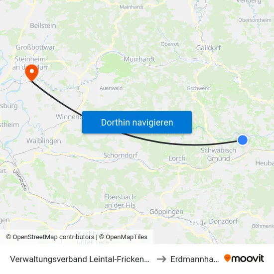 Verwaltungsverband Leintal-Frickenhofer Höhe to Erdmannhausen map