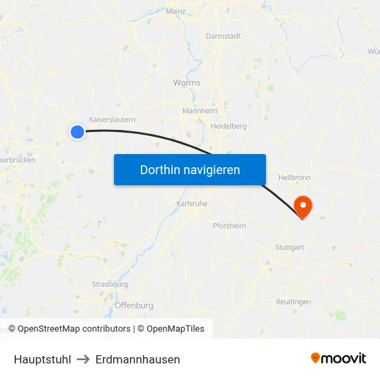 Hauptstuhl to Erdmannhausen map