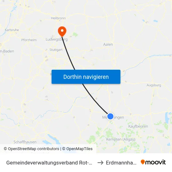 Gemeindeverwaltungsverband Rot-Tannheim to Erdmannhausen map