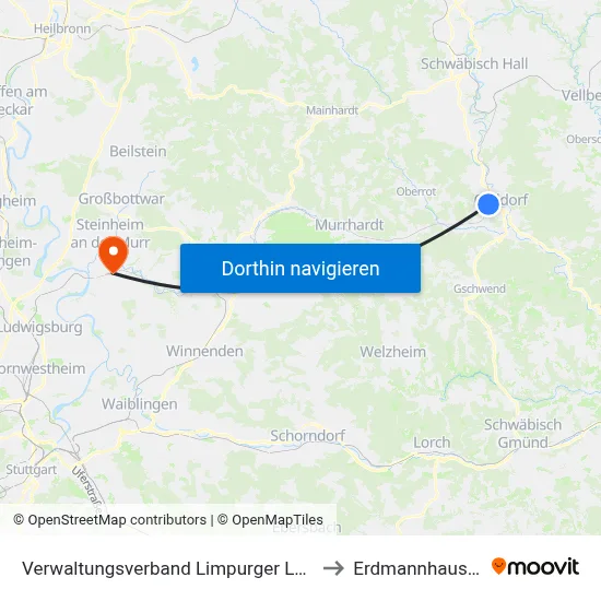 Verwaltungsverband Limpurger Land to Erdmannhausen map