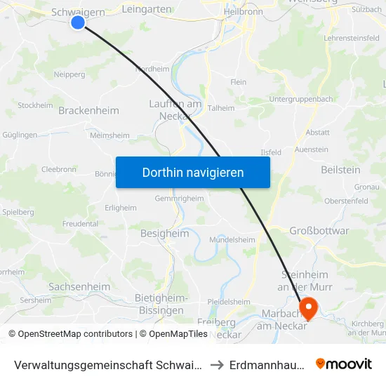Verwaltungsgemeinschaft Schwaigern to Erdmannhausen map