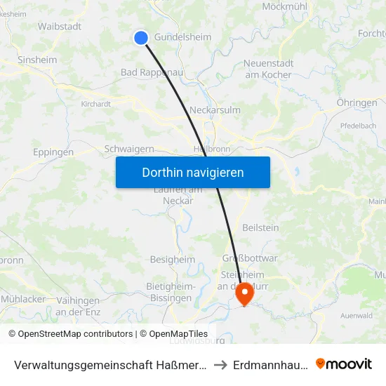Verwaltungsgemeinschaft Haßmersheim to Erdmannhausen map