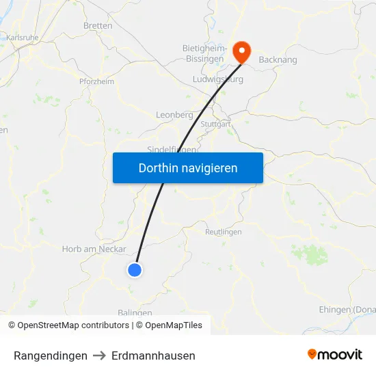 Rangendingen to Erdmannhausen map