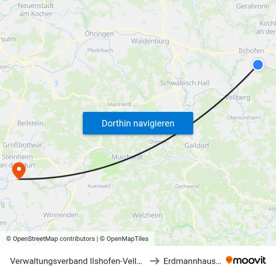 Verwaltungsverband Ilshofen-Vellberg to Erdmannhausen map