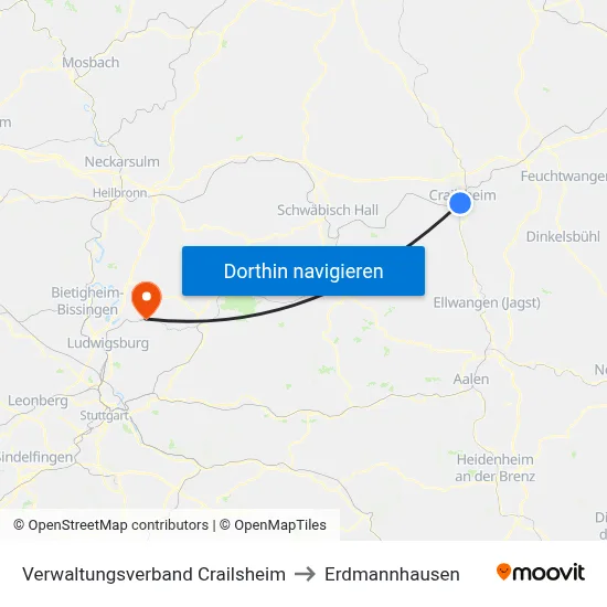 Verwaltungsverband Crailsheim to Erdmannhausen map