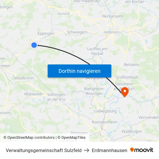 Verwaltungsgemeinschaft Sulzfeld to Erdmannhausen map