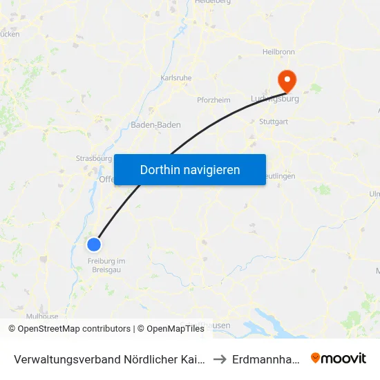 Verwaltungsverband Nördlicher Kaiserstuhl to Erdmannhausen map