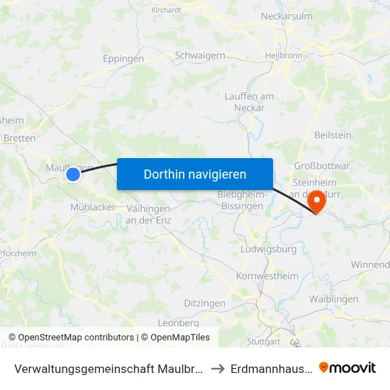 Verwaltungsgemeinschaft Maulbronn to Erdmannhausen map