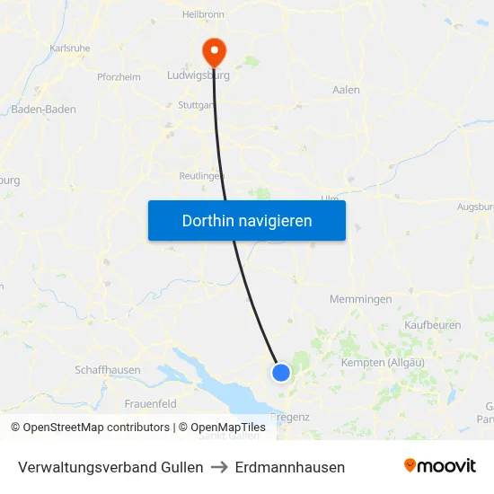 Verwaltungsverband Gullen to Erdmannhausen map