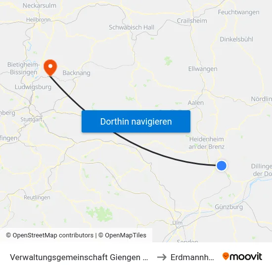 Verwaltungsgemeinschaft Giengen An Der Brenz to Erdmannhausen map