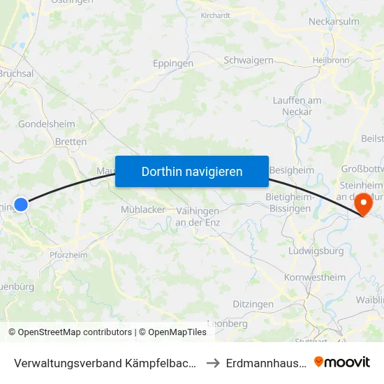 Verwaltungsverband Kämpfelbachtal to Erdmannhausen map