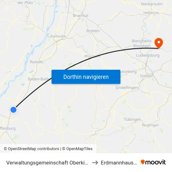 Verwaltungsgemeinschaft Oberkirch to Erdmannhausen map