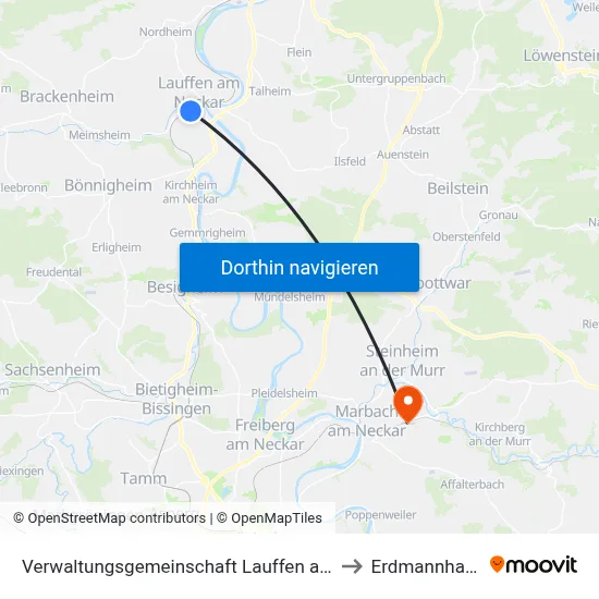 Verwaltungsgemeinschaft Lauffen am Neckar to Erdmannhausen map
