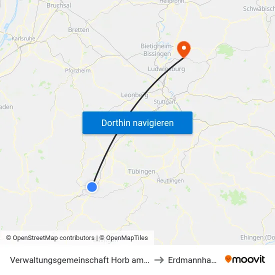 Verwaltungsgemeinschaft Horb am Neckar to Erdmannhausen map