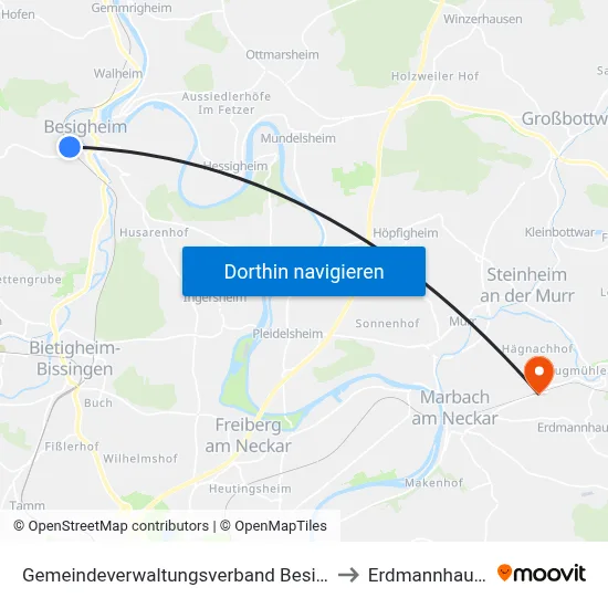 Gemeindeverwaltungsverband Besigheim to Erdmannhausen map