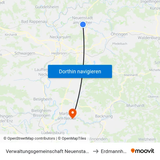 Verwaltungsgemeinschaft Neuenstadt am Kocher to Erdmannhausen map
