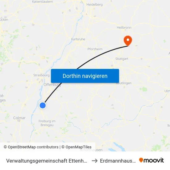 Verwaltungsgemeinschaft Ettenheim to Erdmannhausen map
