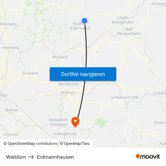 Walldürn to Erdmannhausen map
