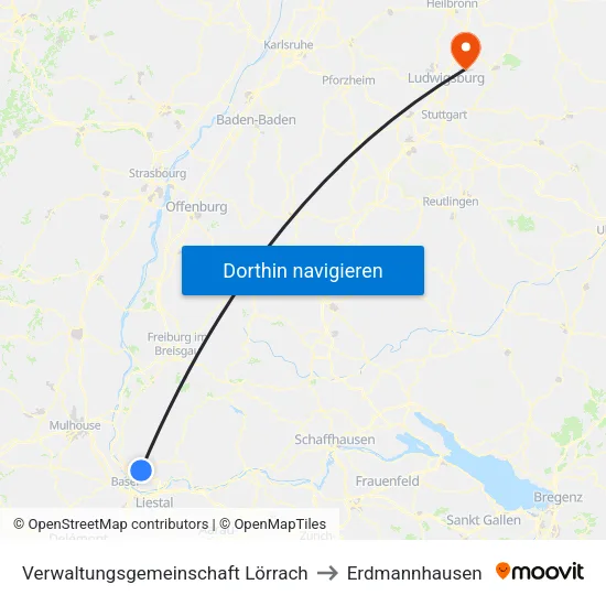 Verwaltungsgemeinschaft Lörrach to Erdmannhausen map