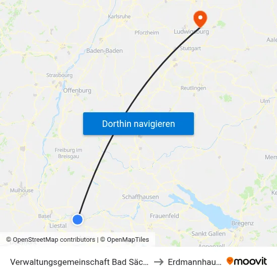 Verwaltungsgemeinschaft Bad Säckingen to Erdmannhausen map