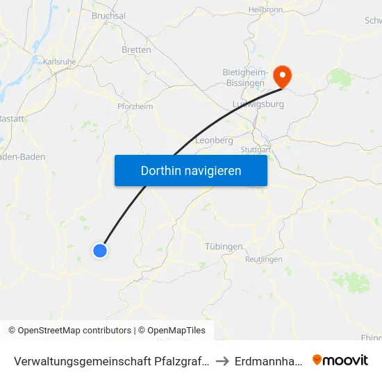 Verwaltungsgemeinschaft Pfalzgrafenweiler to Erdmannhausen map