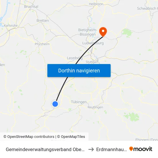 Gemeindeverwaltungsverband Oberes Gäu to Erdmannhausen map