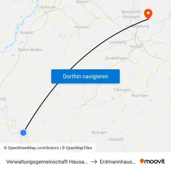 Verwaltungsgemeinschaft Hausach to Erdmannhausen map