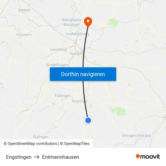 Engstingen to Erdmannhausen map