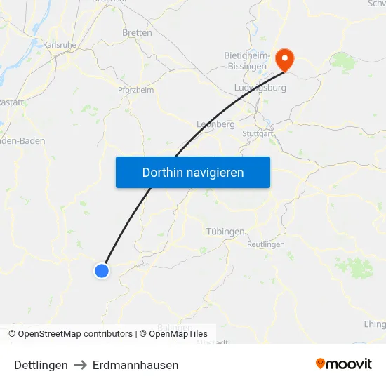 Dettlingen to Erdmannhausen map