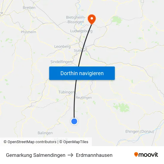 Gemarkung Salmendingen to Erdmannhausen map