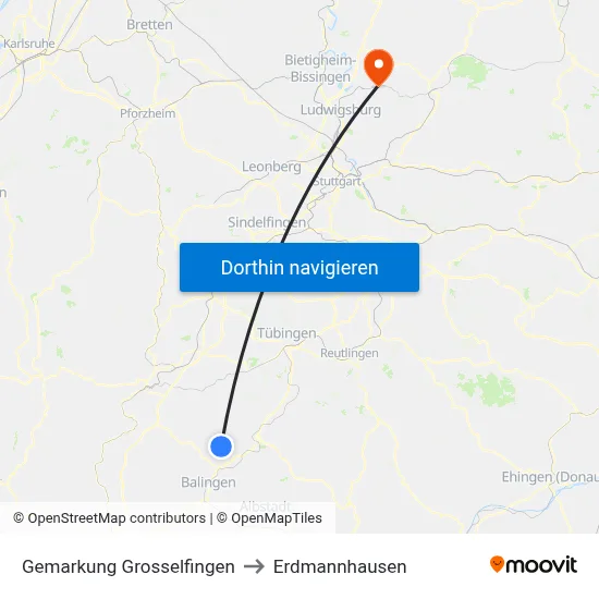 Gemarkung Grosselfingen to Erdmannhausen map