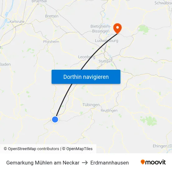 Gemarkung Mühlen am Neckar to Erdmannhausen map