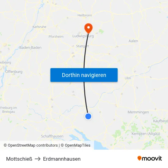 Mottschieß to Erdmannhausen map