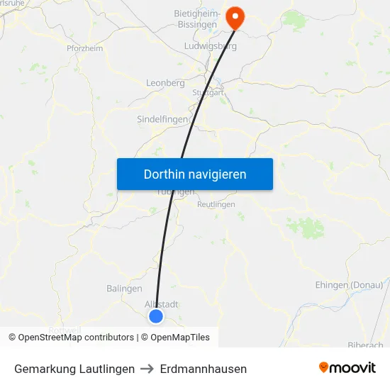 Gemarkung Lautlingen to Erdmannhausen map