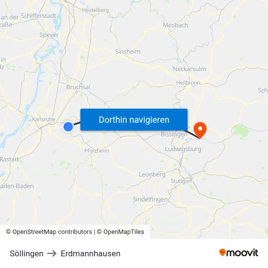 Söllingen to Erdmannhausen map