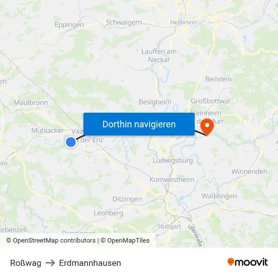 Roßwag to Erdmannhausen map