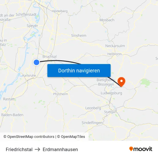 Friedrichstal to Erdmannhausen map