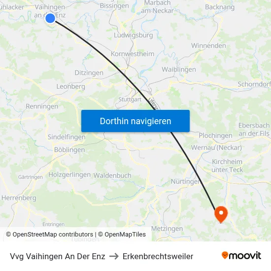 Vvg Vaihingen An Der Enz to Erkenbrechtsweiler map