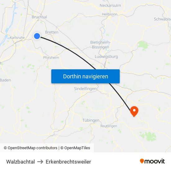 Walzbachtal to Erkenbrechtsweiler map