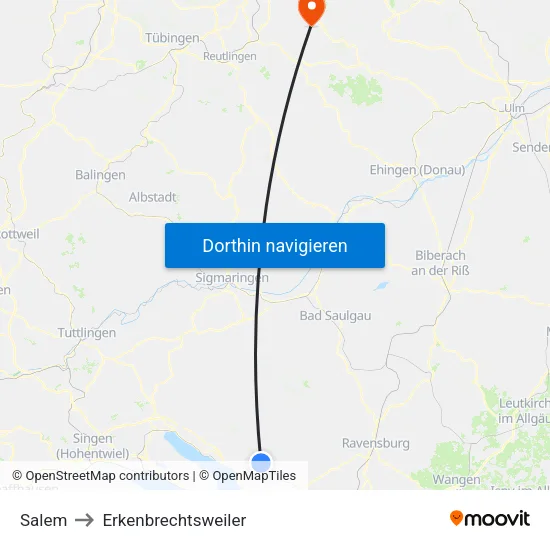 Salem to Erkenbrechtsweiler map