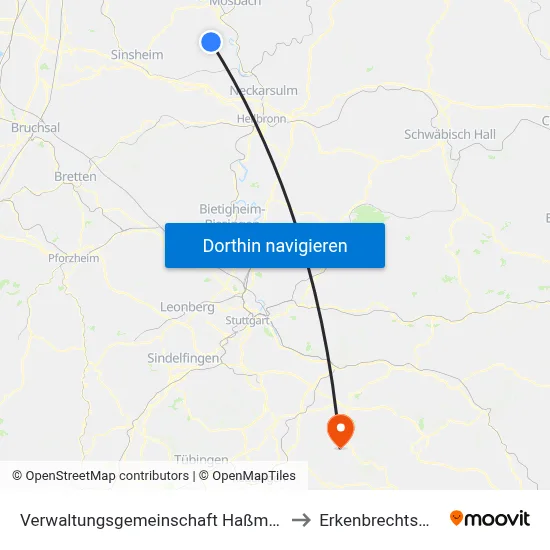 Verwaltungsgemeinschaft Haßmersheim to Erkenbrechtsweiler map