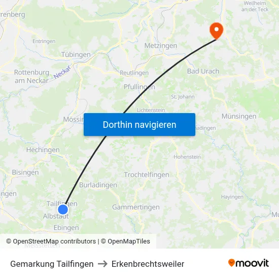 Gemarkung Tailfingen to Erkenbrechtsweiler map