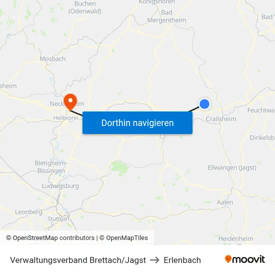 Verwaltungsverband Brettach/Jagst to Erlenbach map