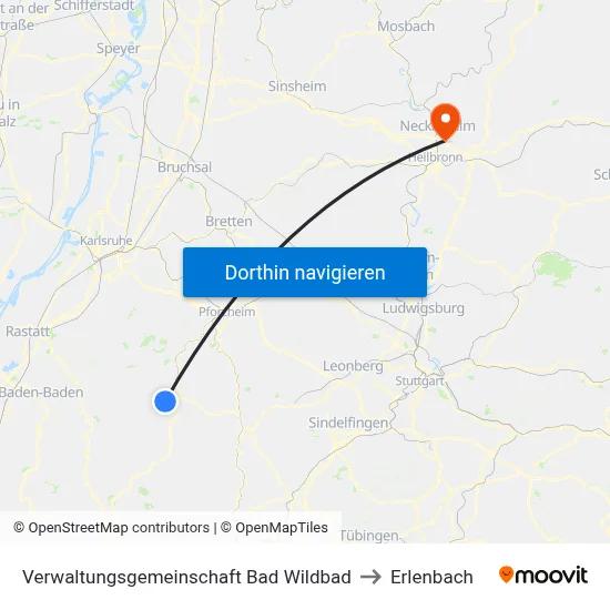Verwaltungsgemeinschaft Bad Wildbad to Erlenbach map