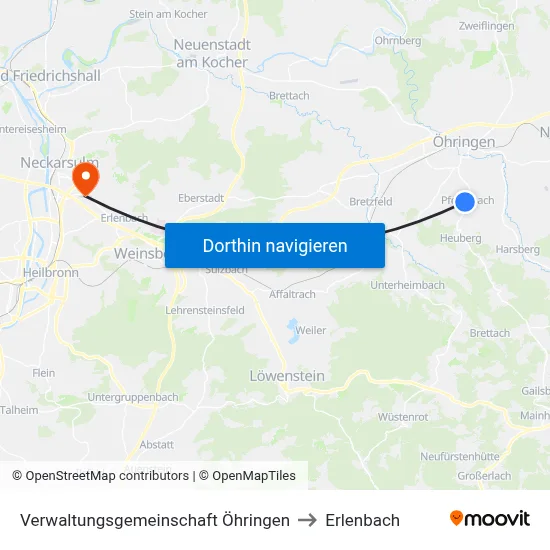 Verwaltungsgemeinschaft Öhringen to Erlenbach map