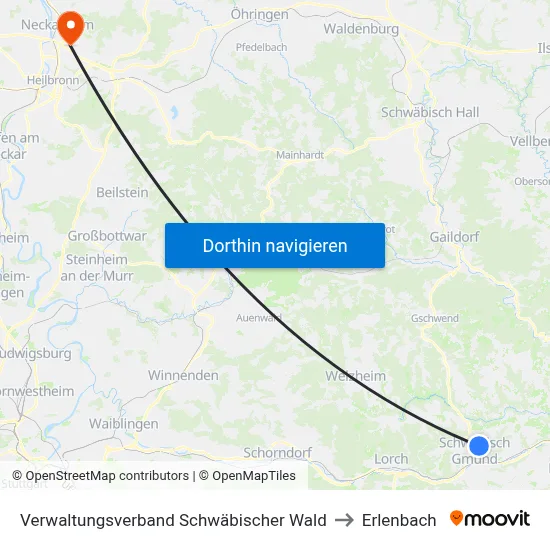 Verwaltungsverband Schwäbischer Wald to Erlenbach map