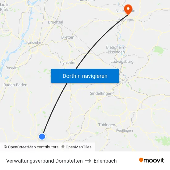 Verwaltungsverband Dornstetten to Erlenbach map