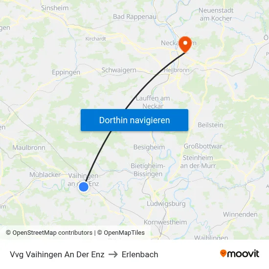 Vvg Vaihingen An Der Enz to Erlenbach map